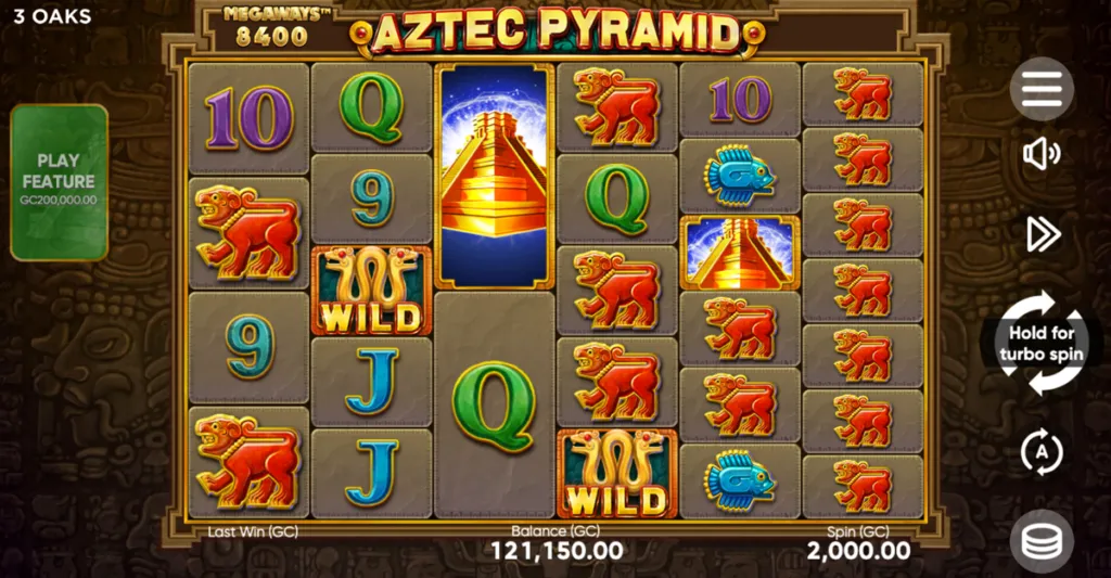Aztec Pyramid slot game being played at an Iowa sweepstakes casino