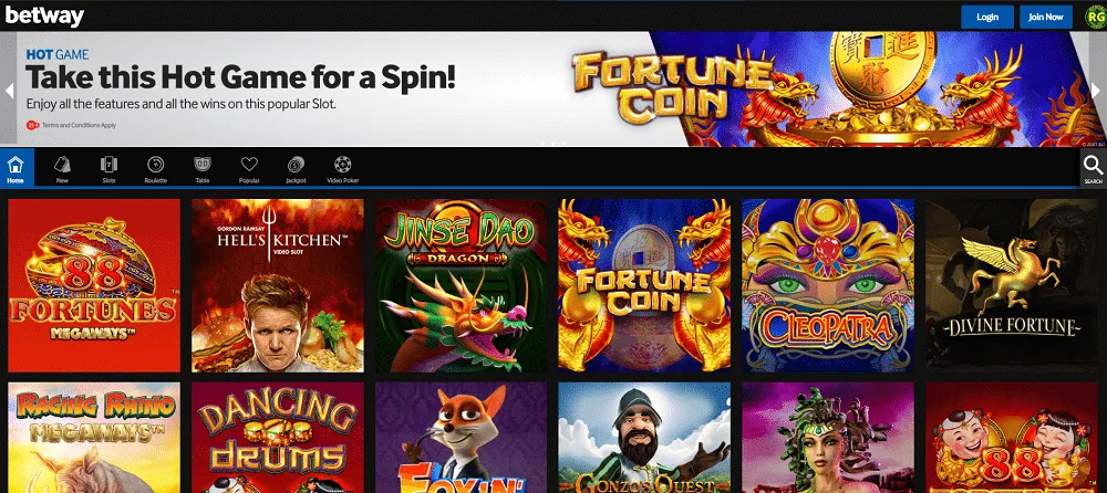 Betway Casino Player Interface