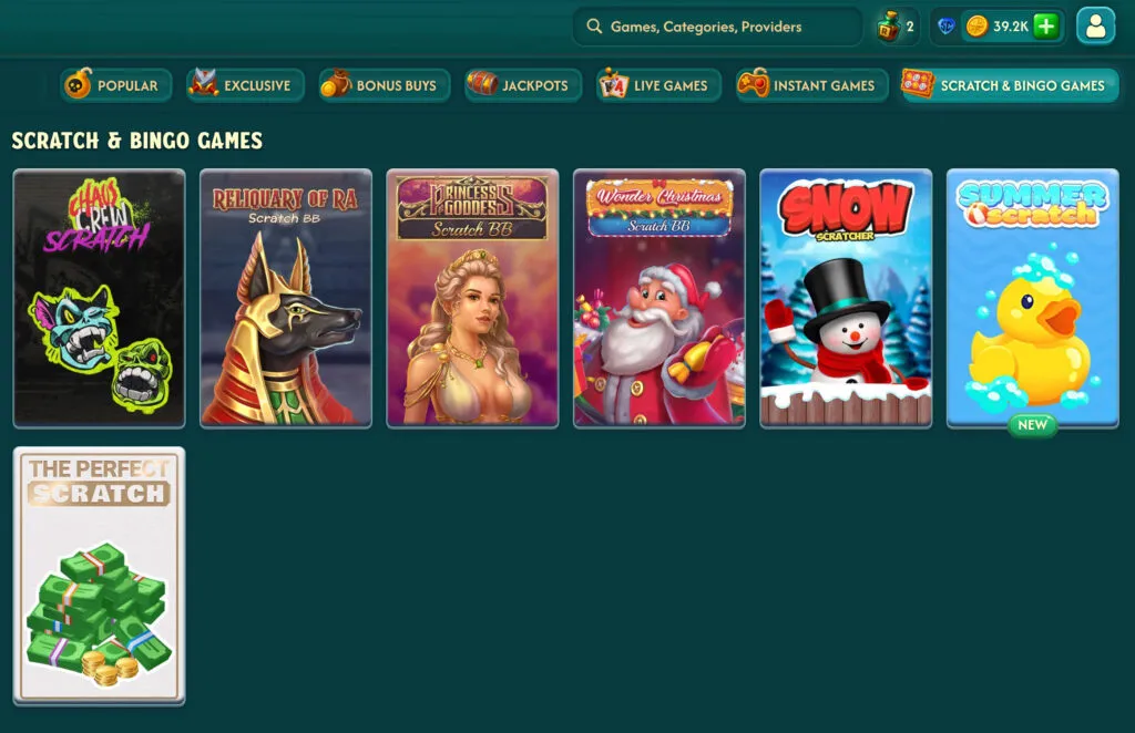 Big Pirate Casino Scratch & Bingo Games section