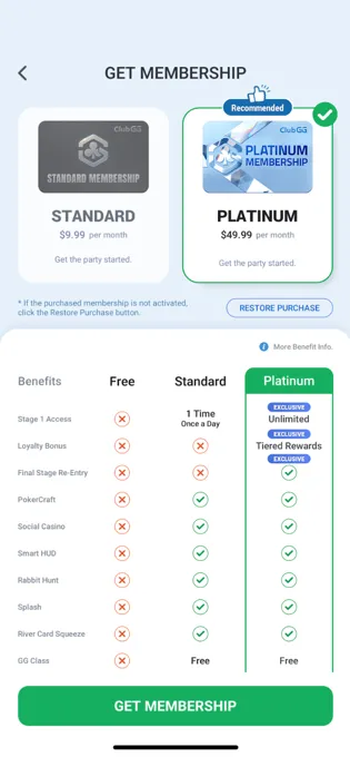 ClubGG Poker Membership Subscriptions