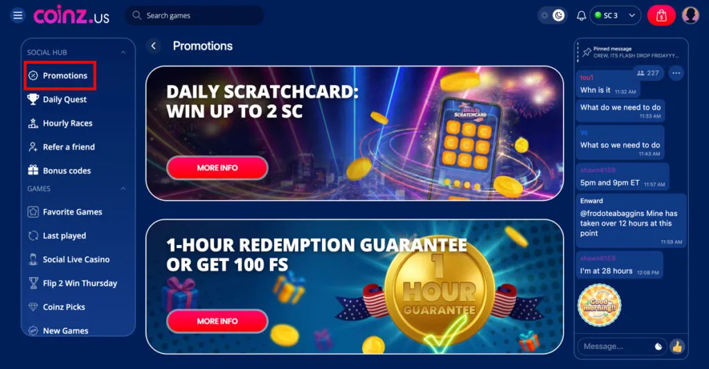 Coinz.us bonuses for existing users