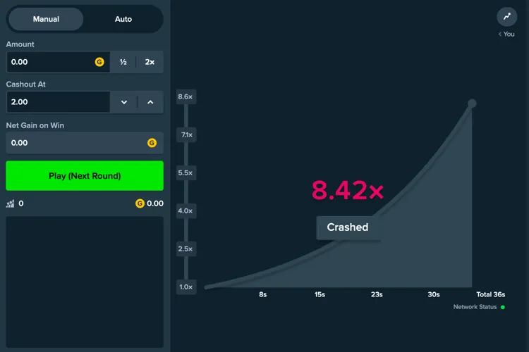 Crash game at Stake.us social casino during a live round