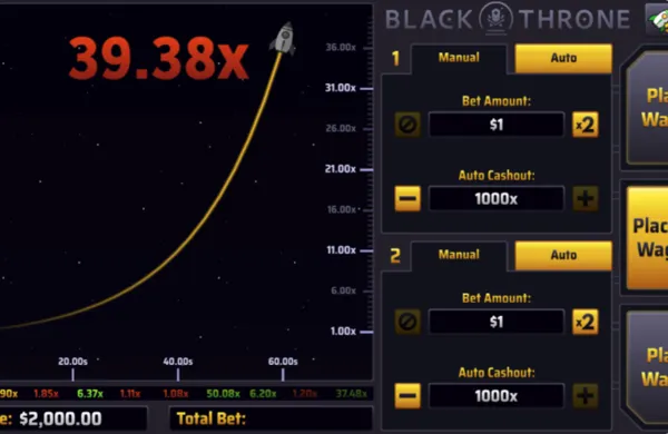 Crash multiplier game in progress at a West Virginia online casino app