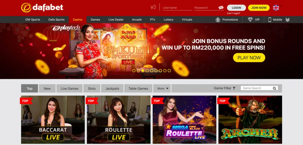 Dafabet Casino Games