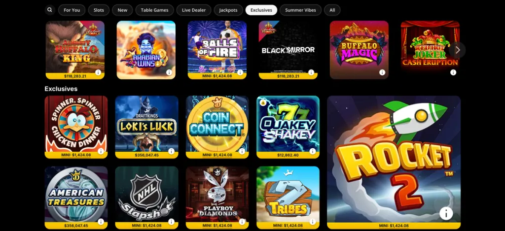 DraftKings Casino exclusive games