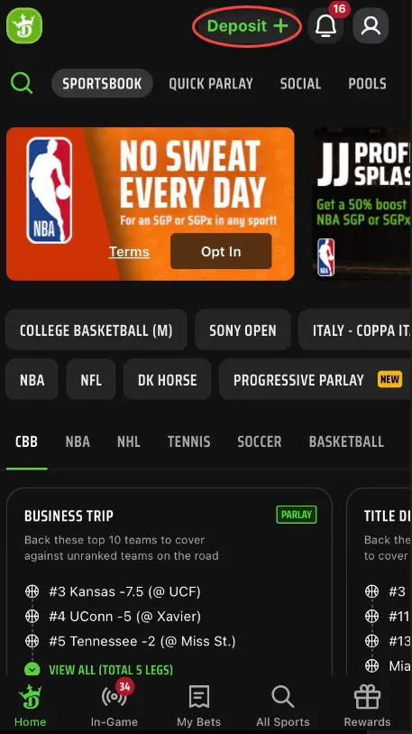 DraftKings Deposit Process