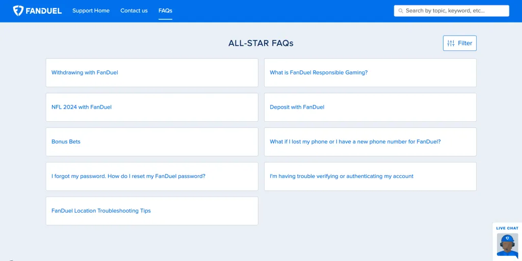 FanDuel Casino FAQ Page