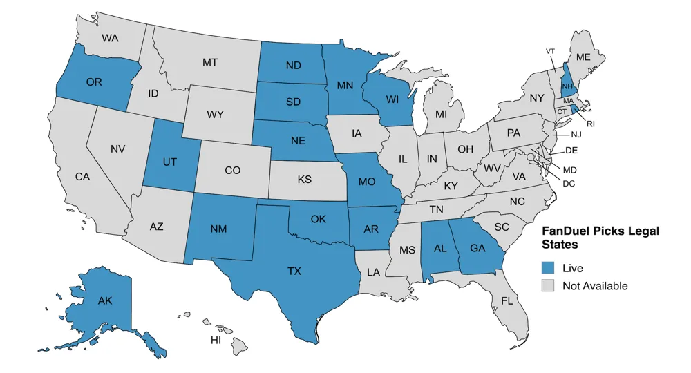 FanDuel Picks legal states map