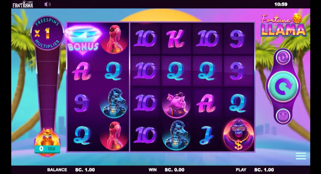 Player enjoying the Fortune Llama slot by Fantasma Games at a Utah online casino