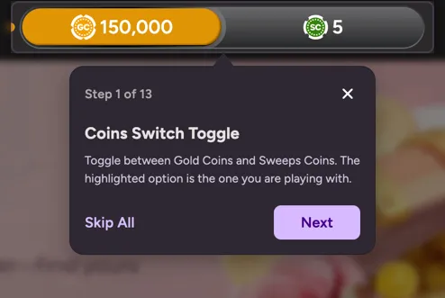 Funz Casino gameplay toggle between GC and SC modes