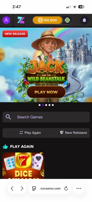 Funz Casino mobile website tested on iPhone