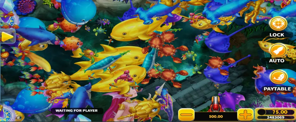 Fish shooting game in progress on Golden Dragon casino app