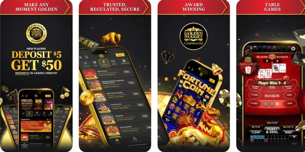 Golden Nugget Online Casino app showing its mobile game lobby.
