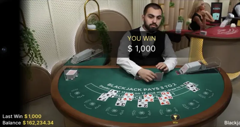 Live dealer hosting a blackjack game on a DC online casino platform
