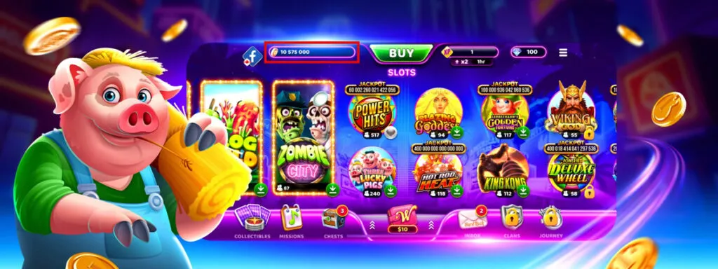 Hard Rock Jackpot Planet app with virtual Coins balance outlined at the top