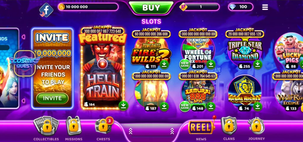 Hard Rock Jackpot Planet mobile app home lobby