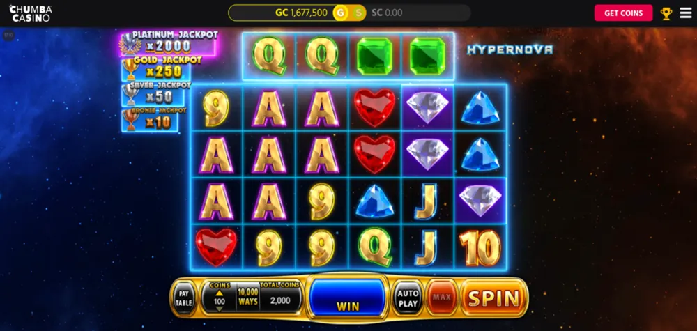 Chumba's Hypernova slot game