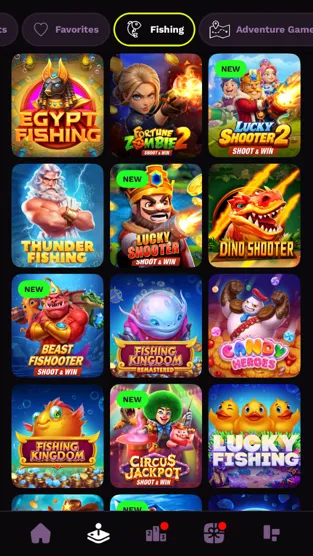 JackpotRabbit fishing games available on the mobile app