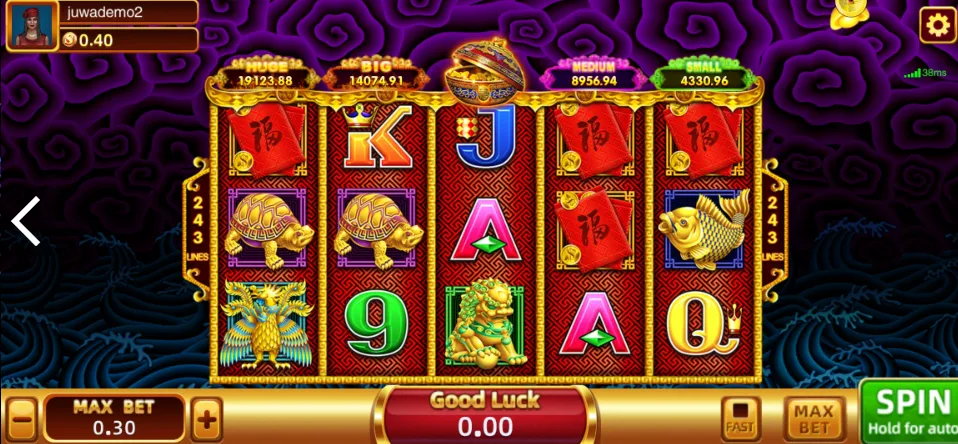 Juwa 777 slot game in progress with reels on screen
