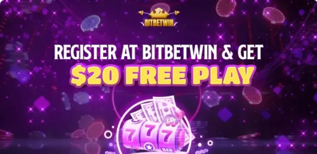 Juwa $20 free play bonus shown on BitBetWin sign-up page