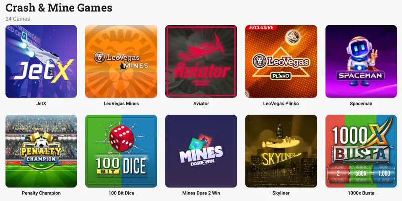 LeoVegas Crash &amp; Mine Games