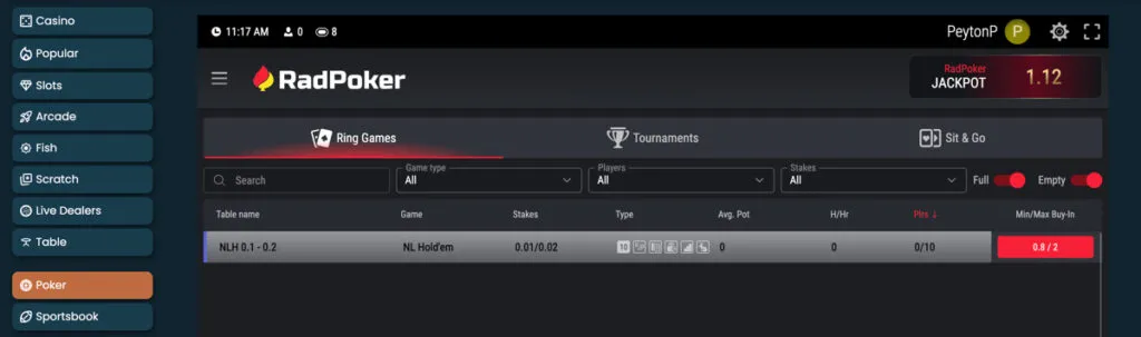 Lucky Canoe poker games via RadPoker