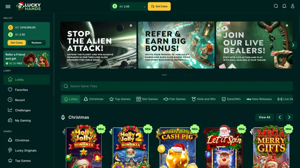 Lucky Hands Casino Website