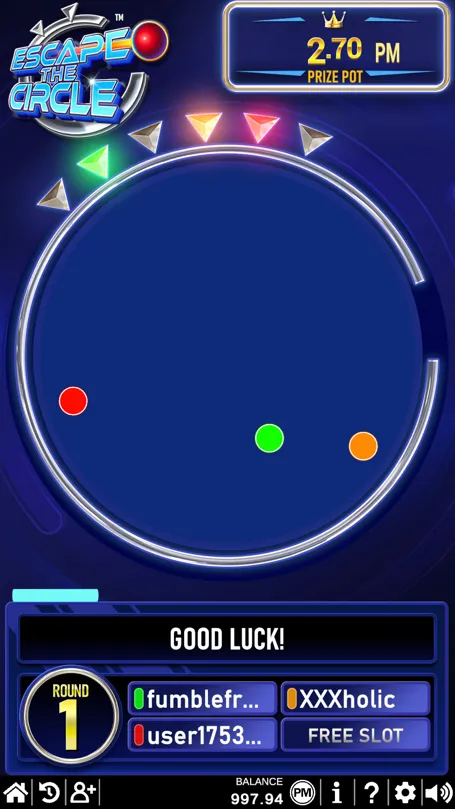 Escape The Circle PvP game on MaxDuel where players try to escape the board first