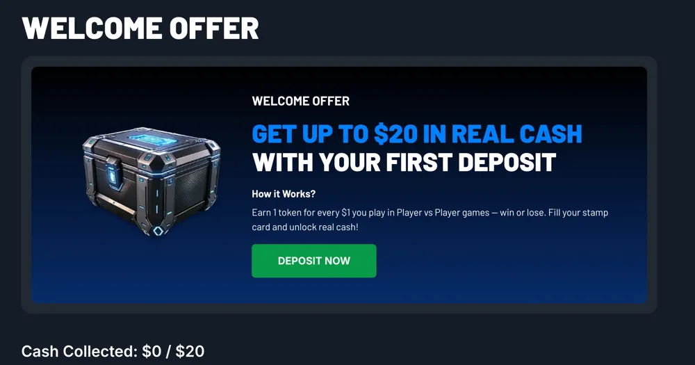 MaxDuel $20 welcome bonus offer for new users