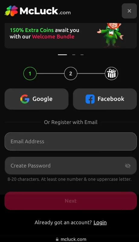 McLuck Casino Sign Up Process