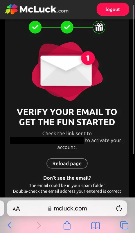McLuck Casino Email Verification