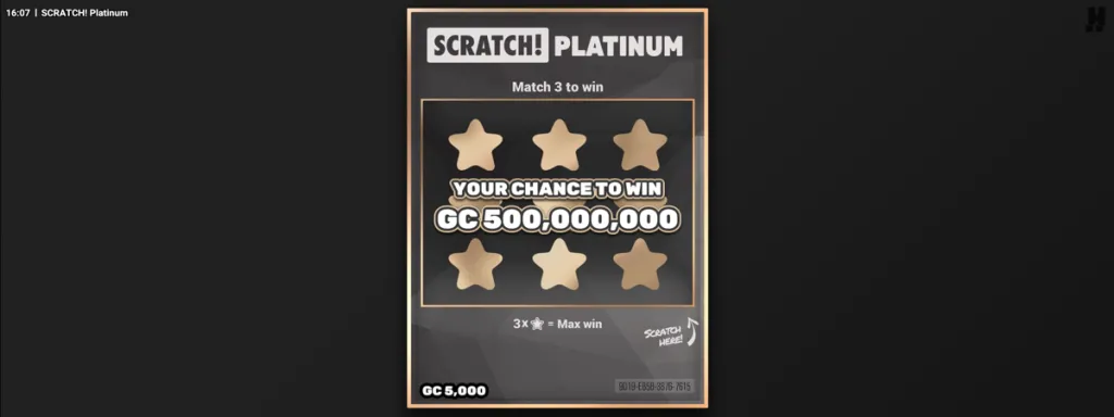 Scratch! Platinum instant-win game being played at The Money Factory