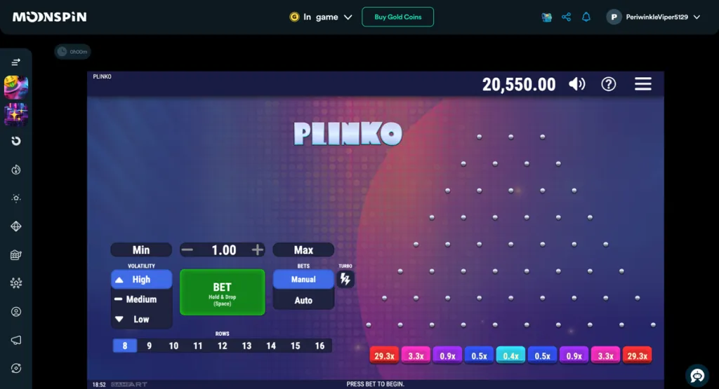 Moonspin Casino Plinko Games