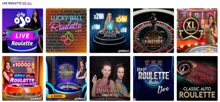 PlayOJO Live Casino Games