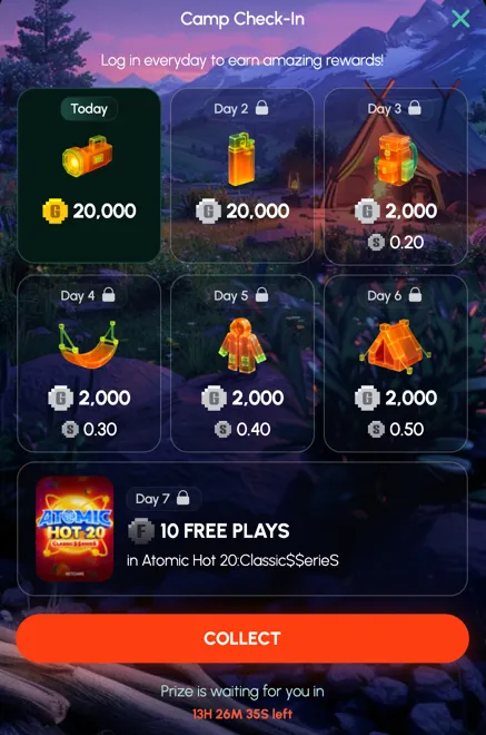 Playtana daily login bonus calendar