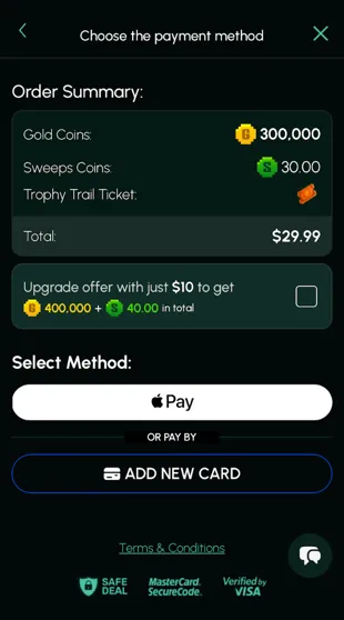 Playtana payment methods for Gold Coin purchases