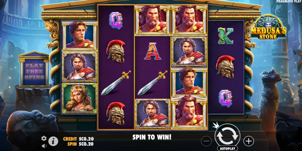 Medusa’s Stone slot game screen at an Idaho sweepstakes casino