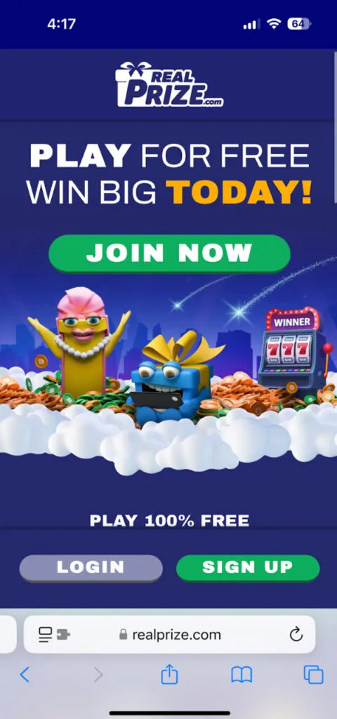 RealPrize Mobile Website