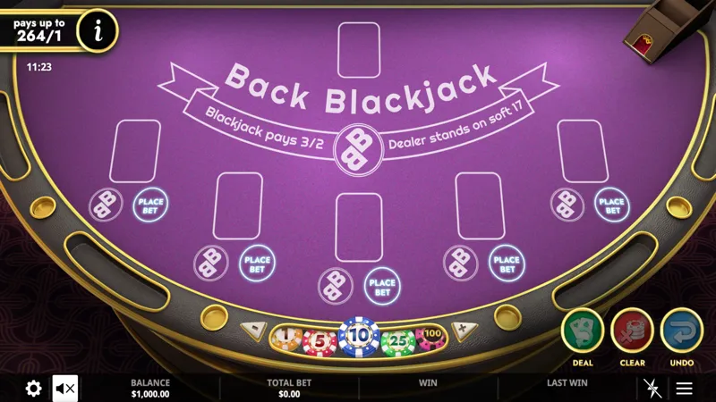 Blackjack game being played on a WV casino website