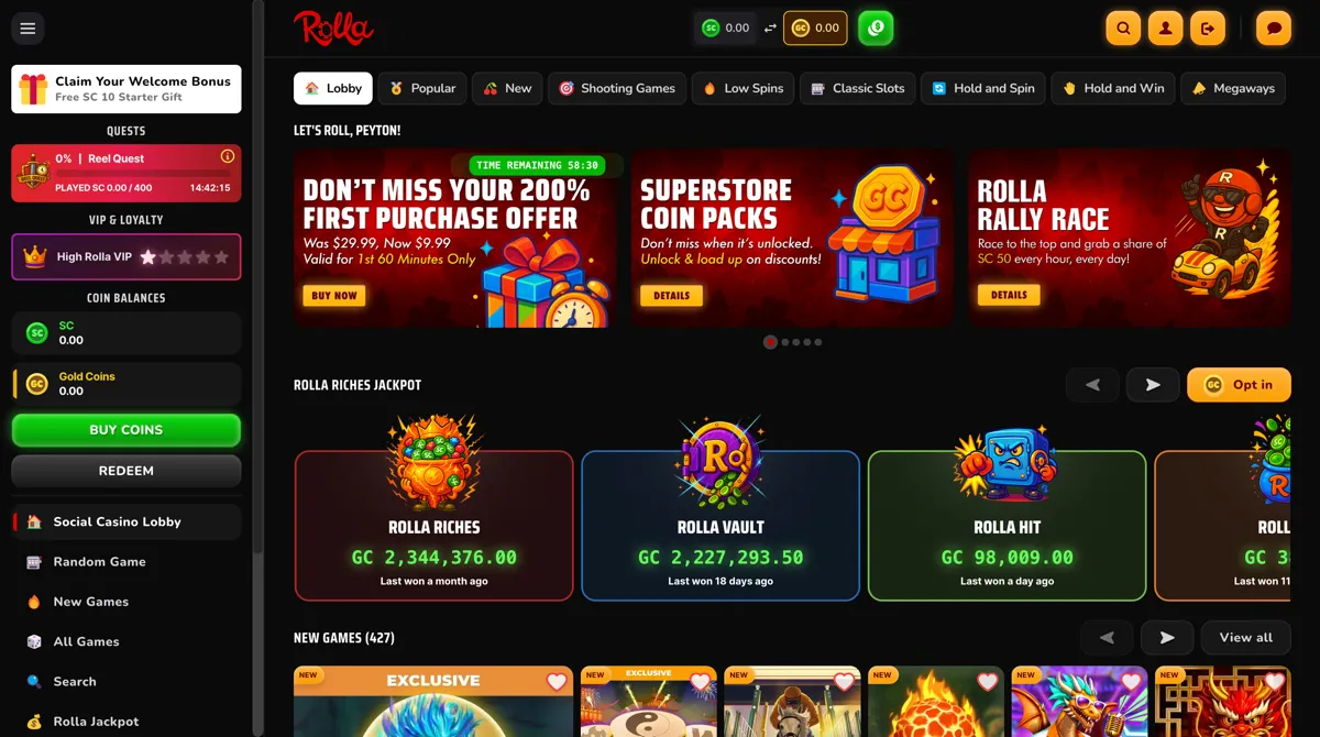 Rolla sweepstakes casino website