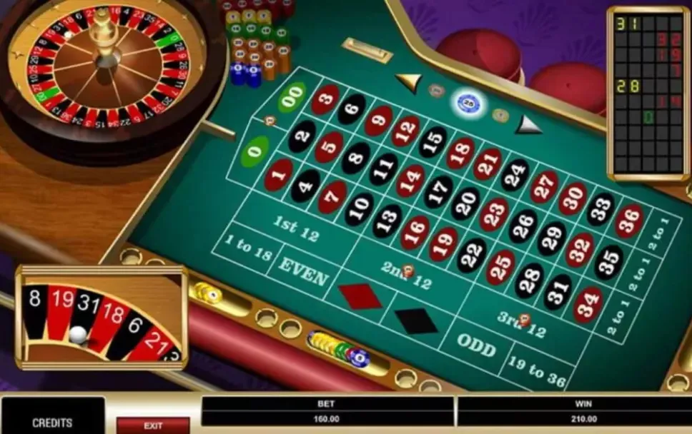 Online roulette game showing the wheel, table layout, and betting options