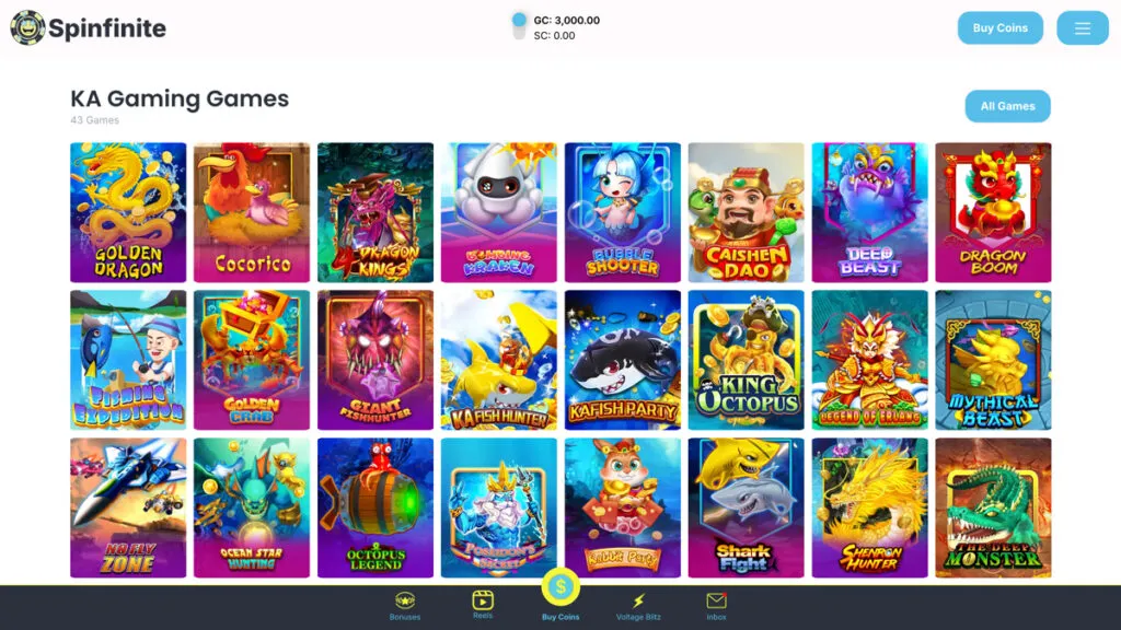 Spinfinite casino fish shooting games by KA Gaming