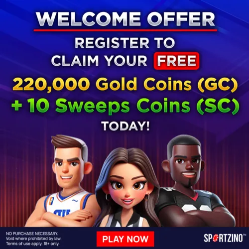Sportzino no deposit promo highlighting the free coins