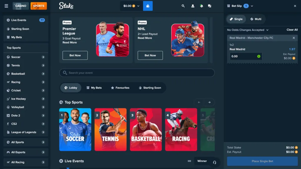Stake Sports Betting Markets