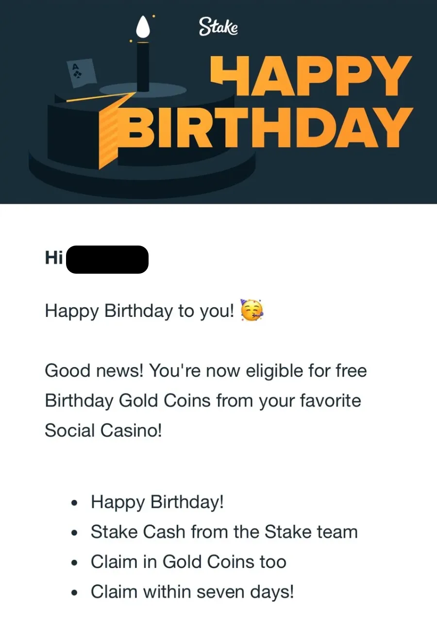 Stake.us birthday bonus