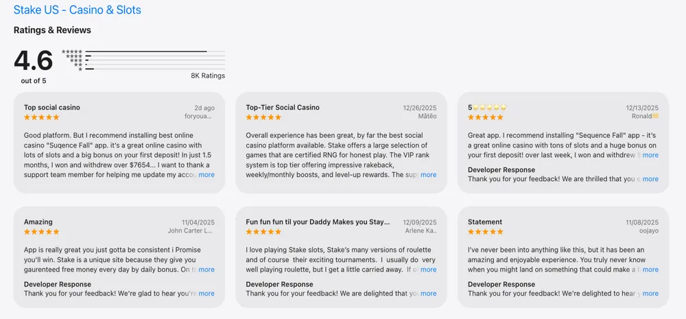 Stake.us iOS app reviews and star ratings in the Apple App Store