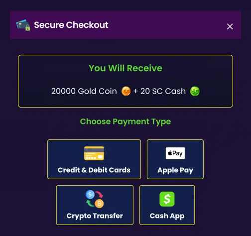 ThrillCoins payment methods