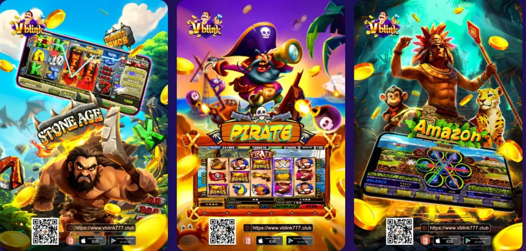 Mobile gameplay at Vblink777 featuring slot games with different themes