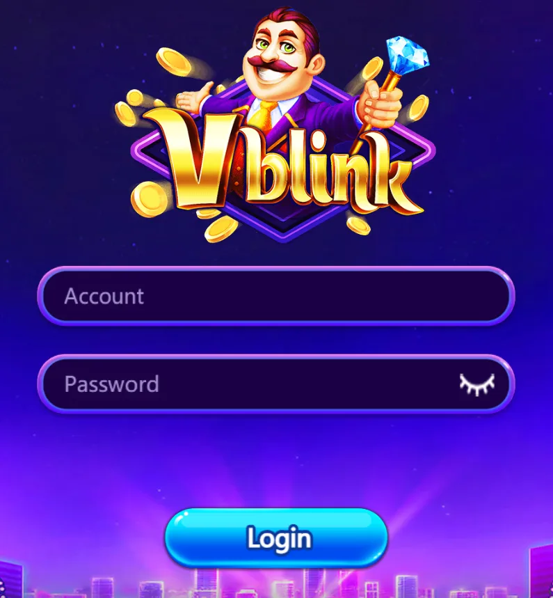 Login page on Vblink777 where users enter their account ID and password