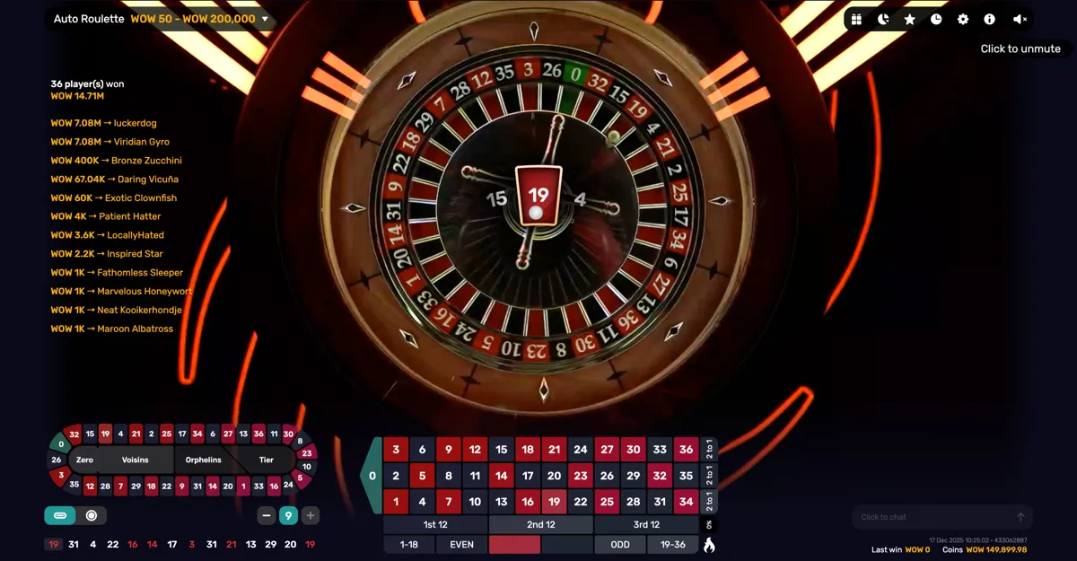 WOW Vegas live dealer roulette